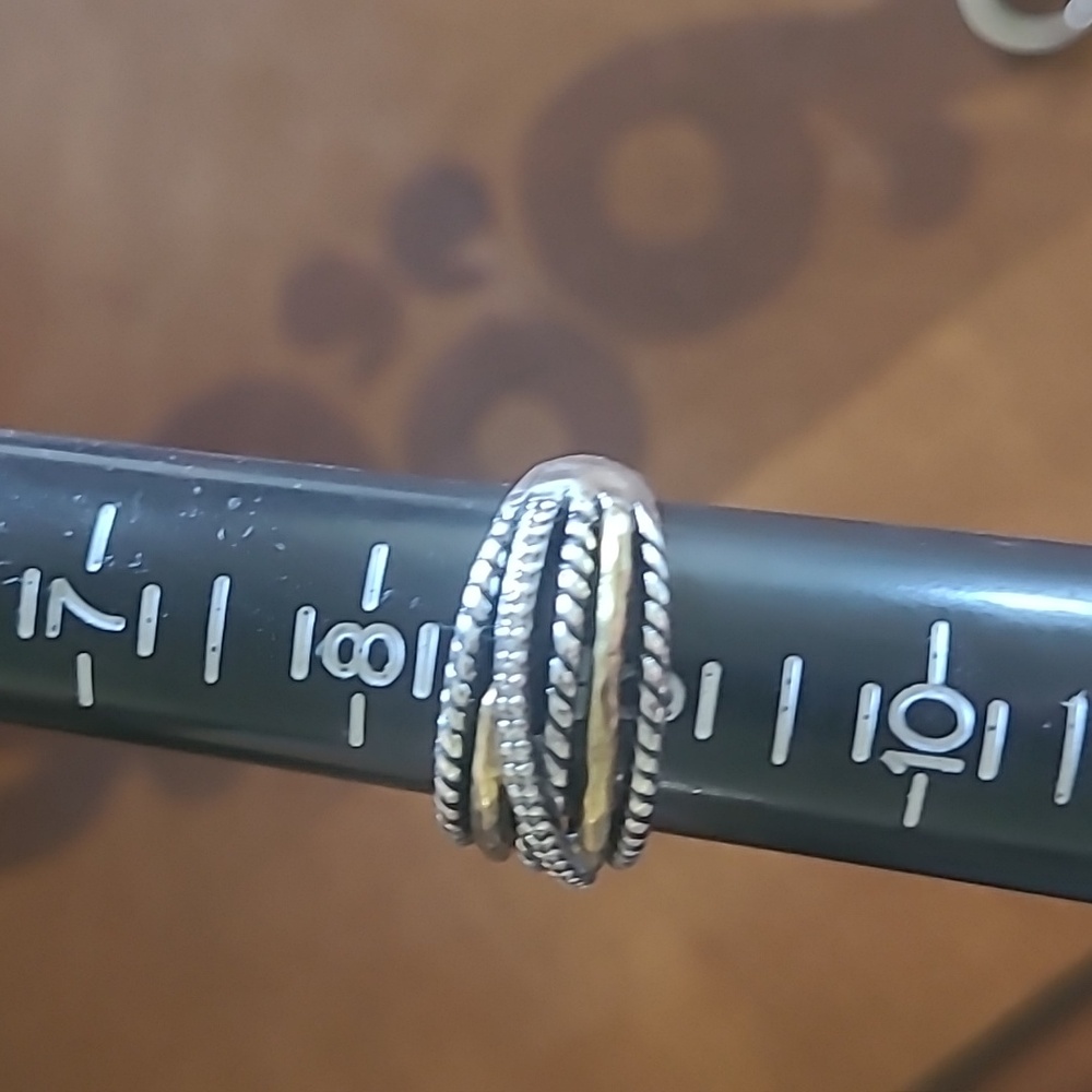 Sterling silver. Cz and brass ring - Picture 3 of 4